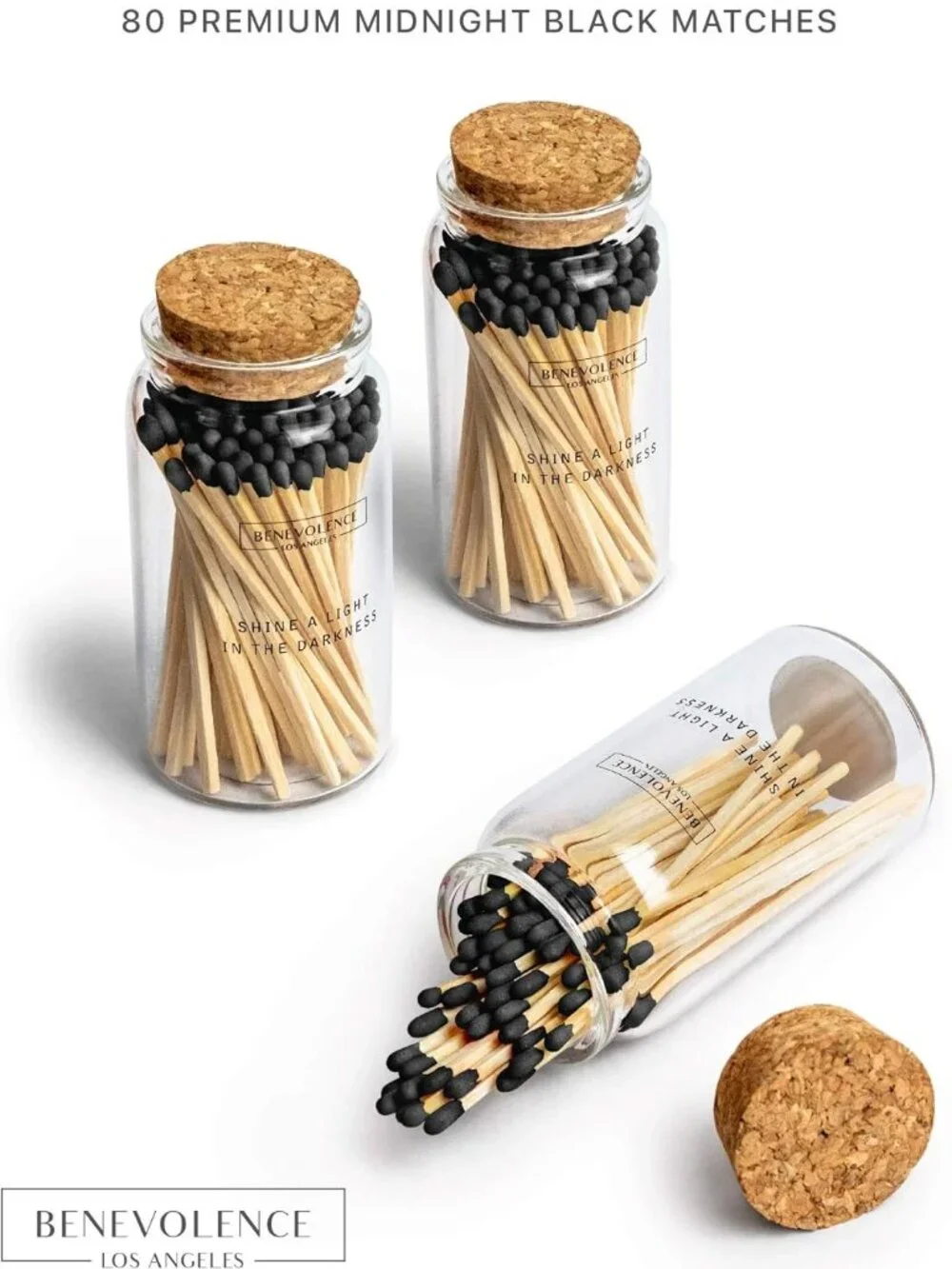 NEW Benevolence LA Decorative Wooden Matches in Glass Jar with Striker
